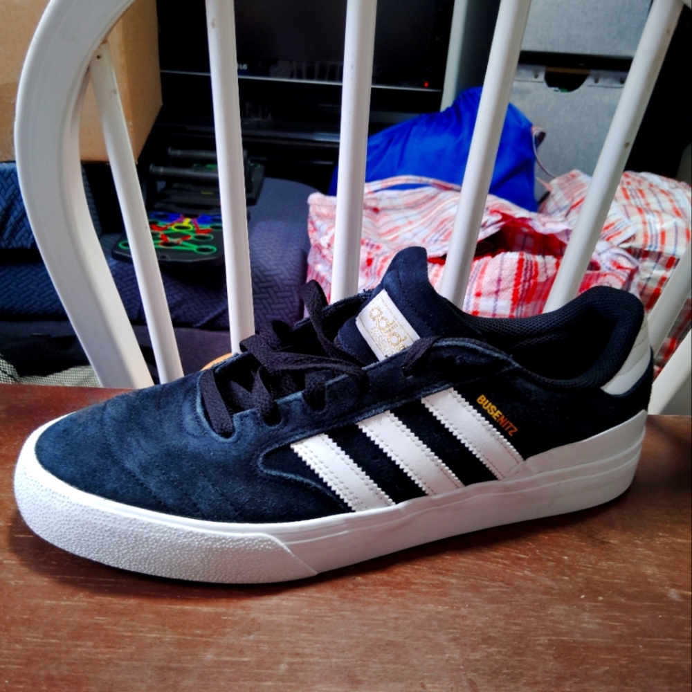 Adidas Bussenitz  Men's Black and White Sneakers